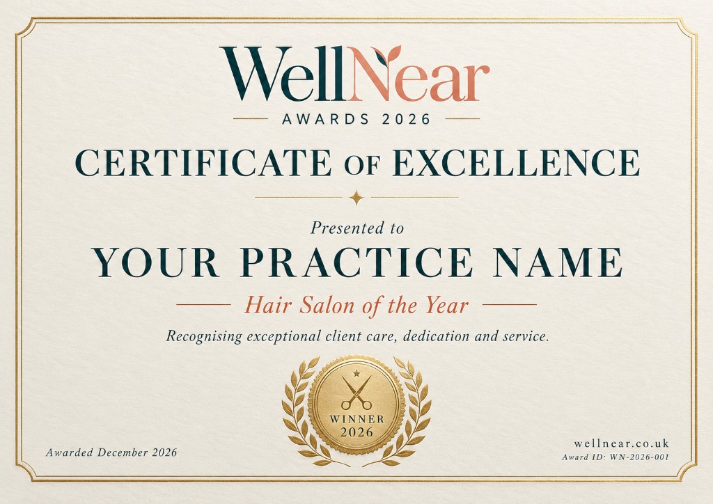 Illustrative WellNear Awards certificate